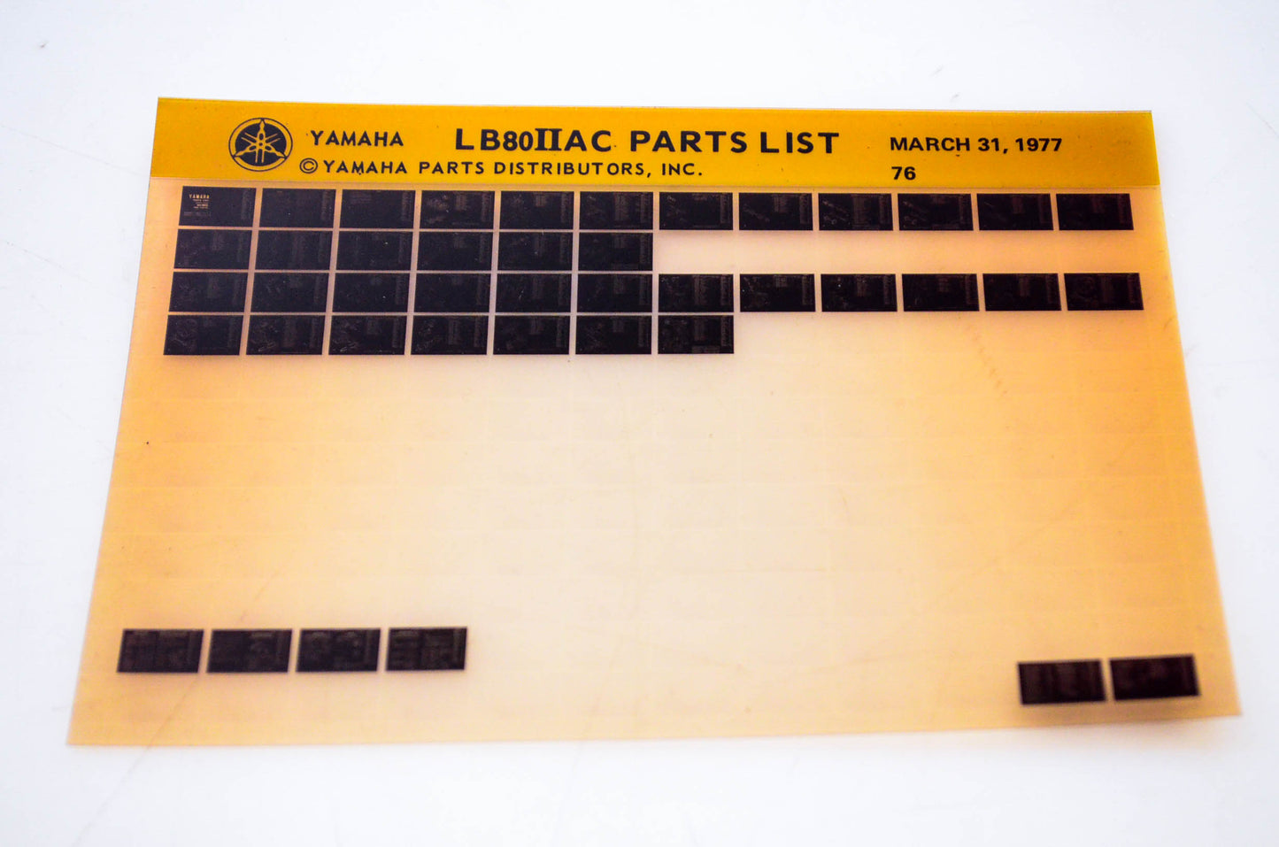 OEM Yamaha LB80IIAC 1977/March 31 '76 Parts List Microfiche