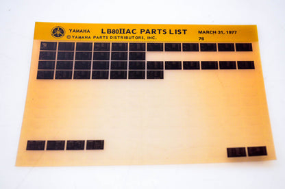 OEM Yamaha LB80IIAC 1977/March 31 '76 Parts List Microfiche