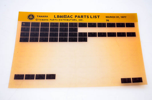 OEM Yamaha LB80IIAC 1977/March 31 '76 Parts List Microfiche