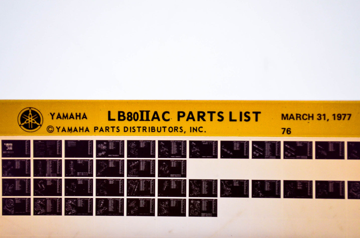 OEM Yamaha LB80IIAC 1977/March 31 '76 Parts List Microfiche