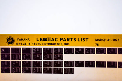 OEM Yamaha LB80IIAC 1977/March 31 '76 Parts List Microfiche