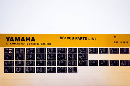 OEM Yamaha RS100B 1979/August 16 '75 Parts List Microfiche