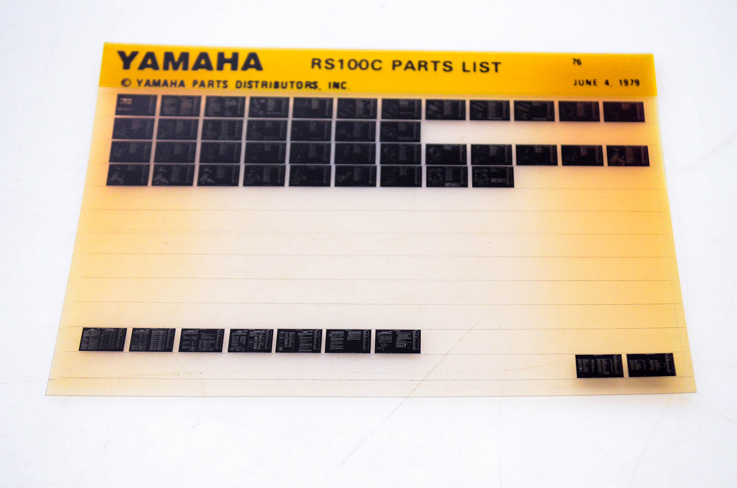 OEM Yamaha RS100C 1979/June 4 '76 Parts List Microfiche