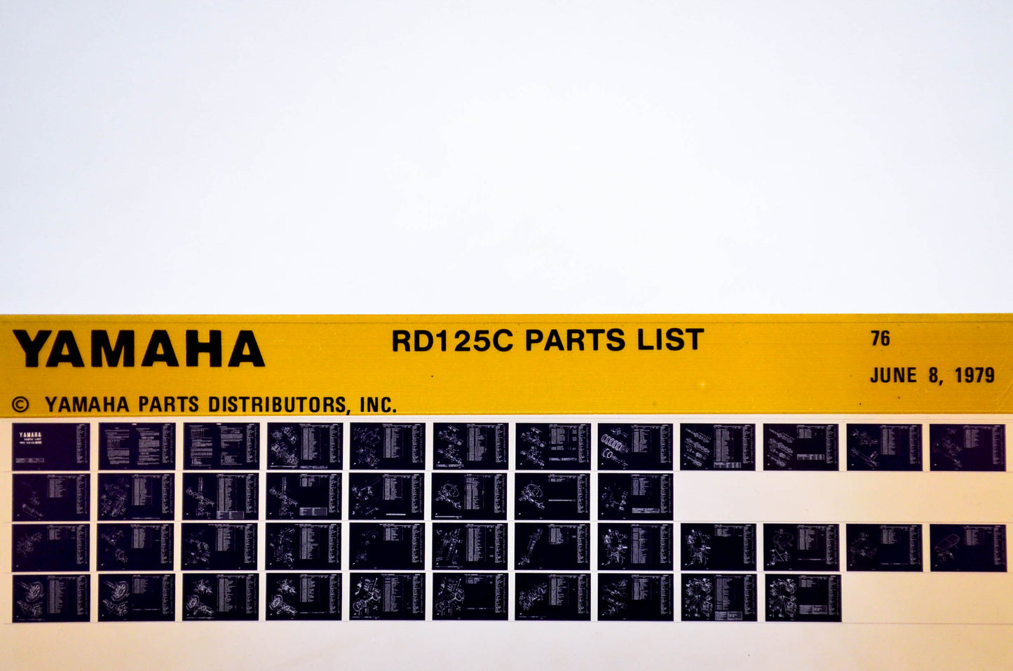 OEM Yamaha RD125C 1979/June 8 '76 Parts List Microfiche