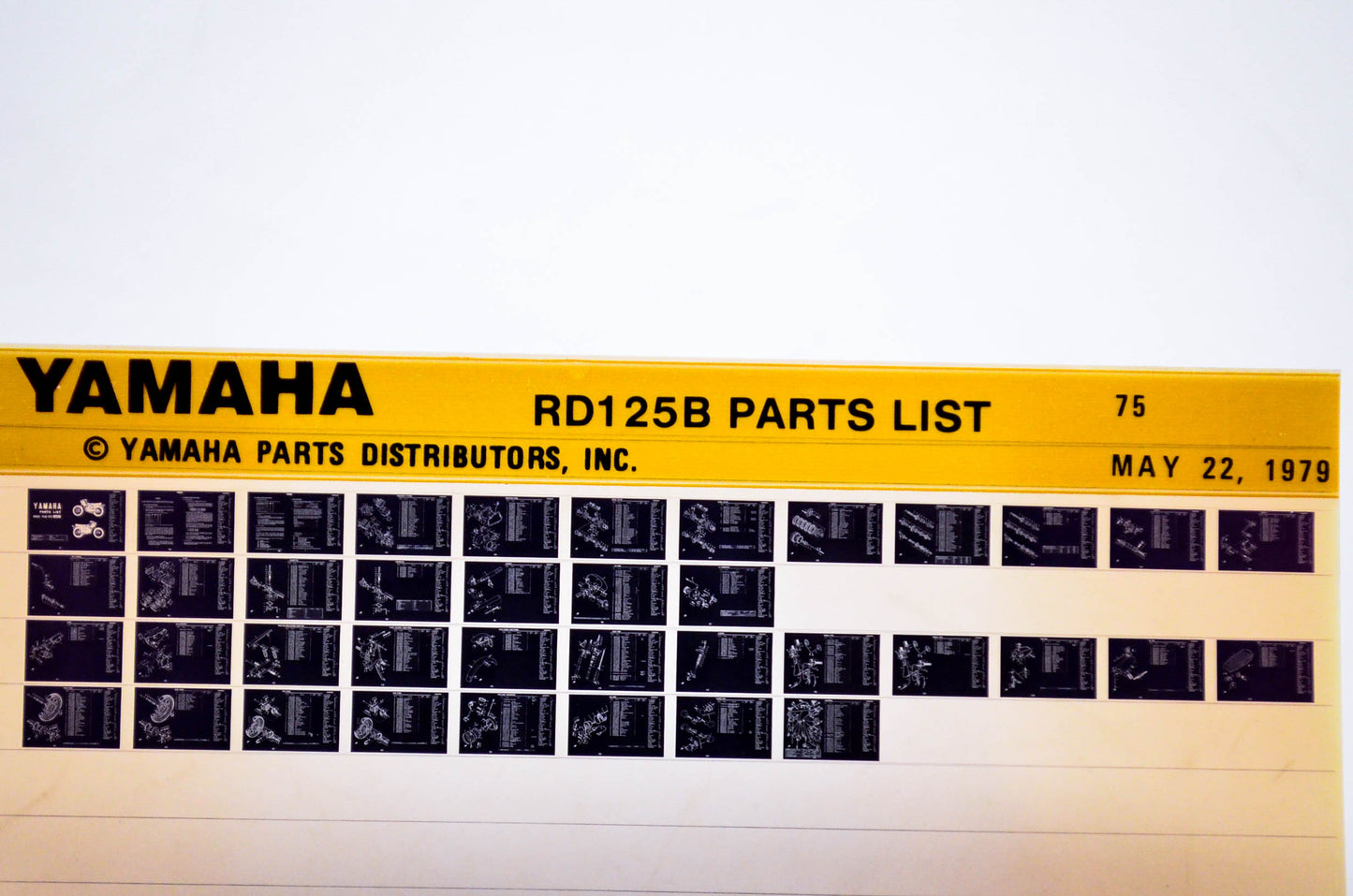 OEM Yamaha RD125B 1979/May 22 '75 Parts List Microfiche