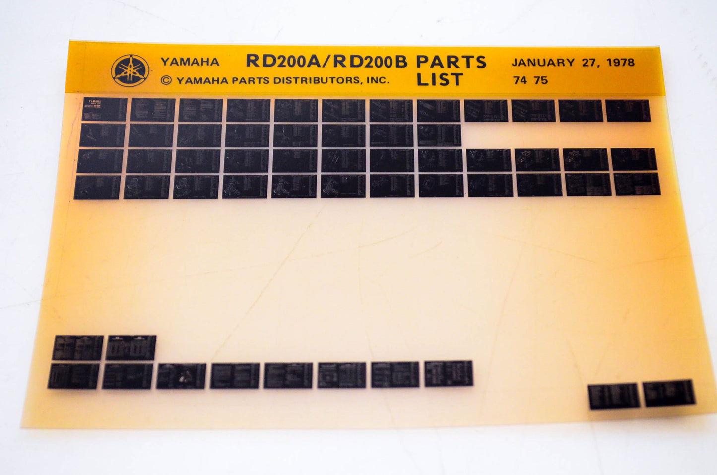 OEM Yamaha RD200A/RD200B 1978/January 27 '74 - '75 Parts List Microfiche