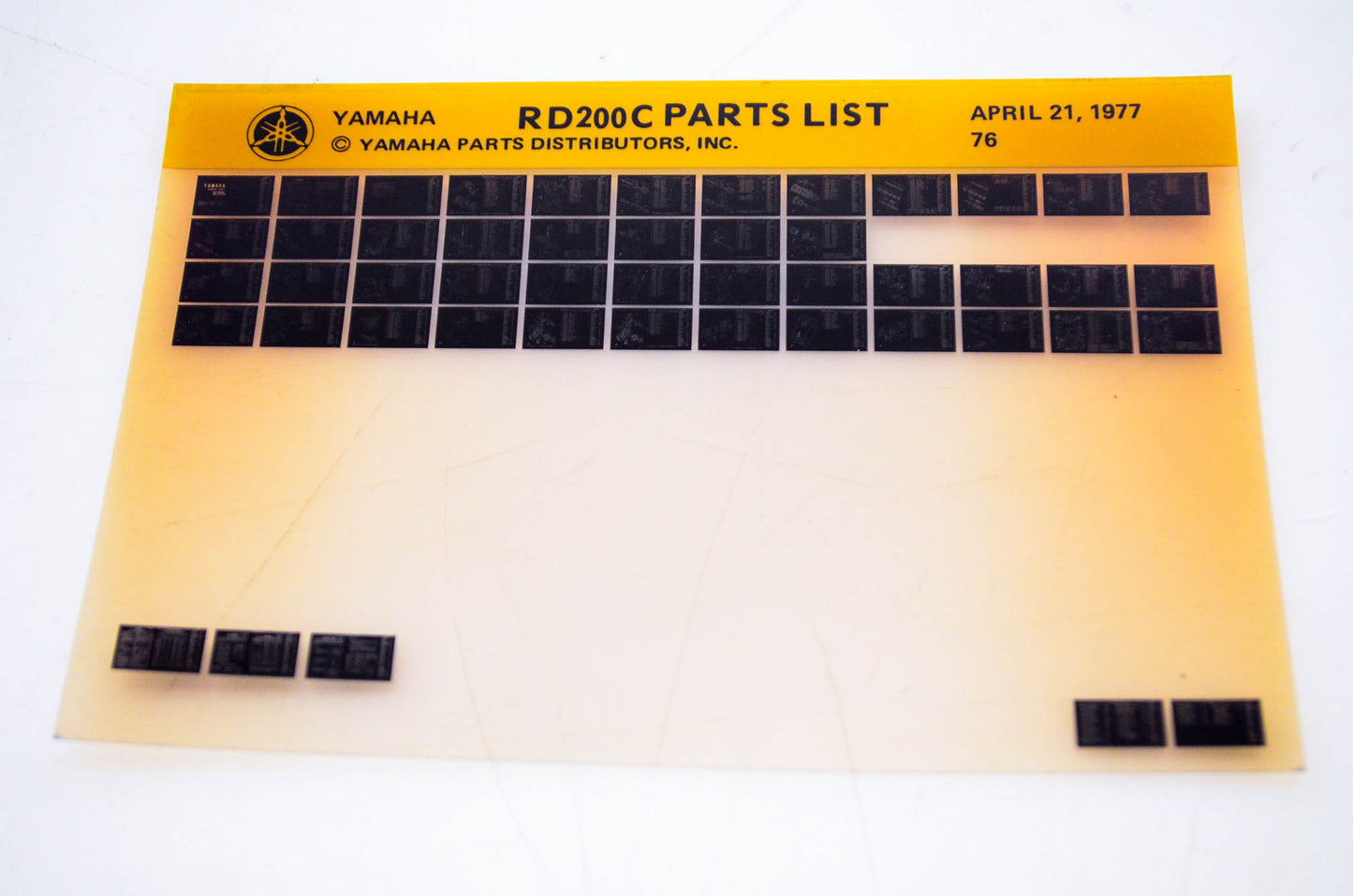 OEM Yamaha RD200C 1977/April 21 '76 Parts List Microfiche
