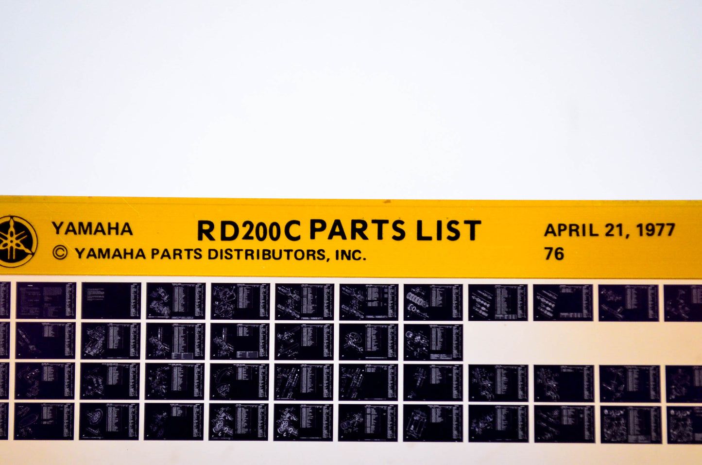 OEM Yamaha RD200C 1977/April 21 '76 Parts List Microfiche