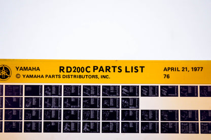 OEM Yamaha RD200C 1977/April 21 '76 Parts List Microfiche