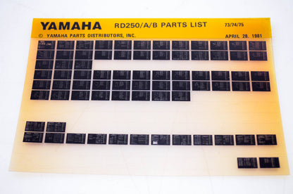 OEM Yamaha RD250/A/B 1981/April 28 '73 - '75 Parts List Microfiche