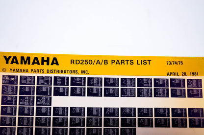 OEM Yamaha RD250/A/B 1981/April 28 '73 - '75 Parts List Microfiche