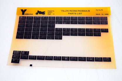 OEM Yamaha RD350/RD350A/B 1986/March 12 '73 - '75 Parts List Microfiche