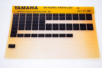 OEM Yamaha RZ350L 1984/July 31 '84 Parts List Microfiche