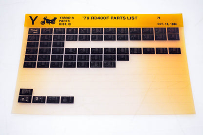 OEM Yamaha RD400F 1984/October 16 '79 Parts List Microfiche