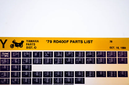 OEM Yamaha RD400F 1984/October 16 '79 Parts List Microfiche