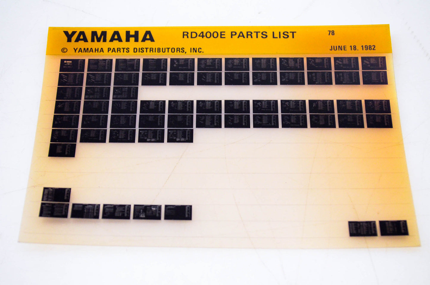 OEM Yamaha RD400E 1982/June 18 '78 Parts List Microfiche