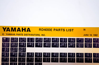 OEM Yamaha RD400E 1982/June 18 '78 Parts List Microfiche