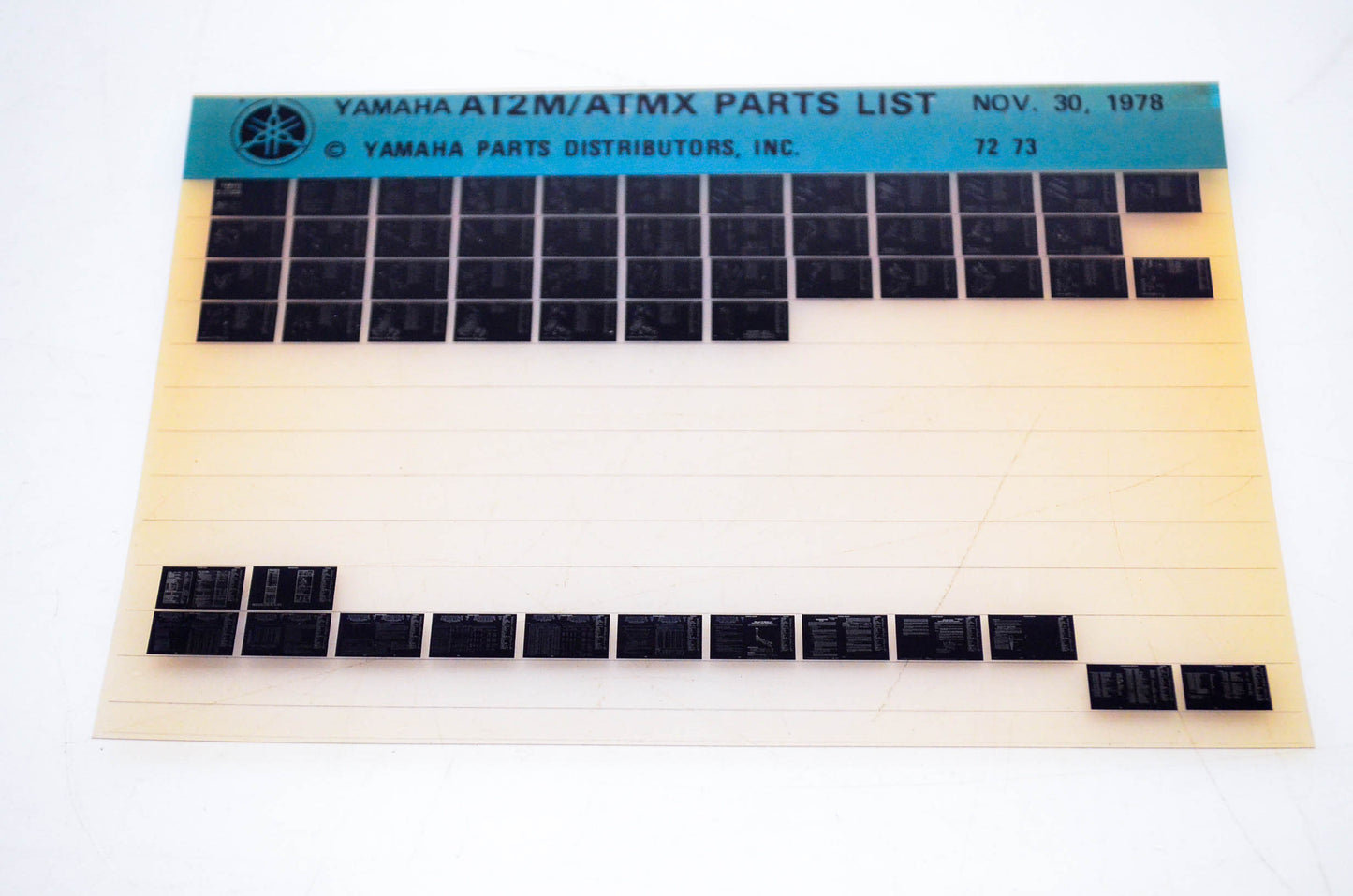 OEM Yamaha AT2M/ATMX 1978/November 30 '72 - '73 Parts List Microfiche