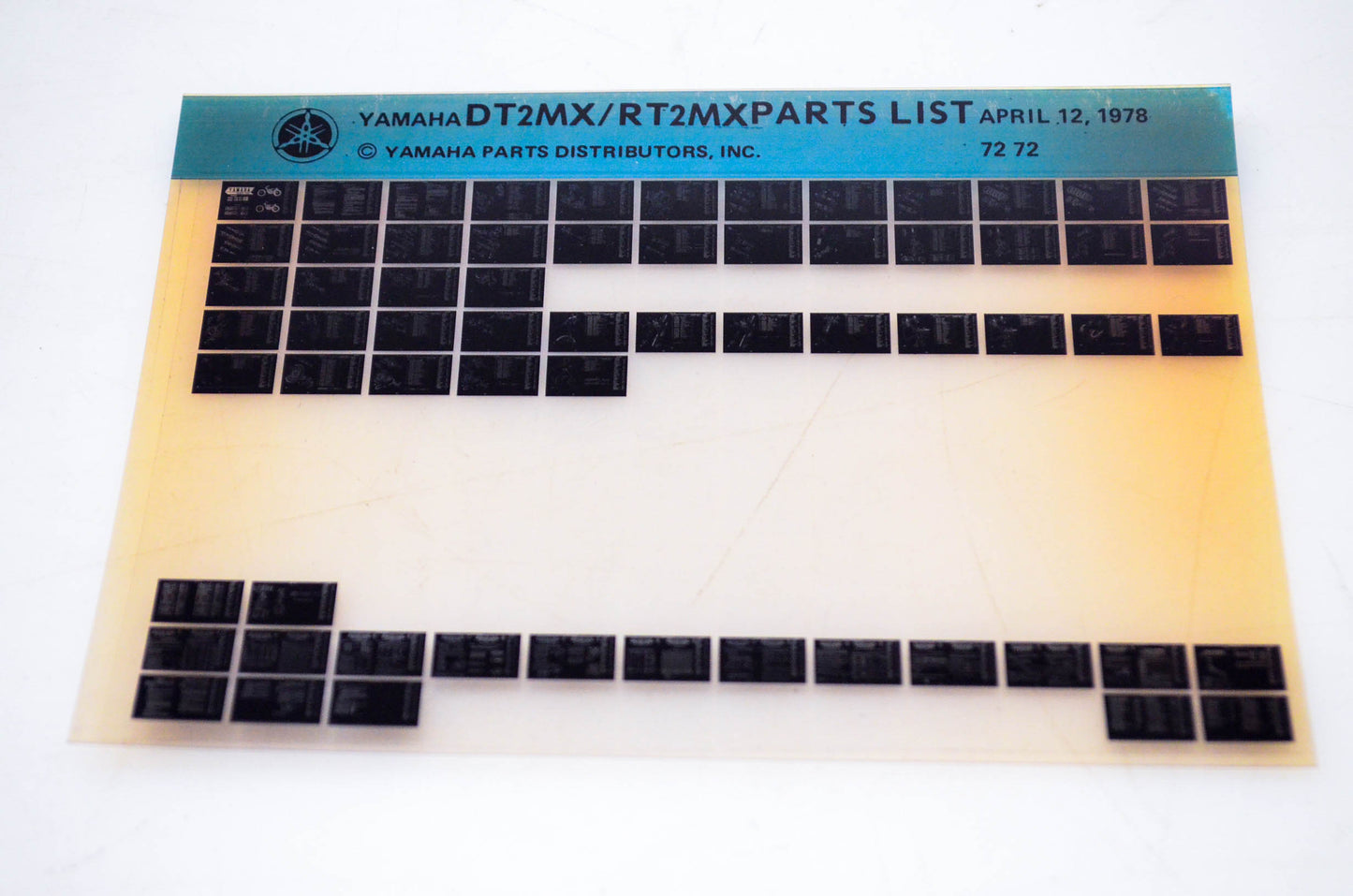 OEM Yamaha DT2MX/RT2MX 1978/April 12 '72 Parts List Microfiche