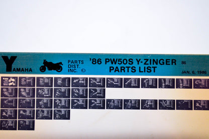 OEM Yamaha PW50S 1986/January 6 '86 Y-Zinger Parts List Microfiche
