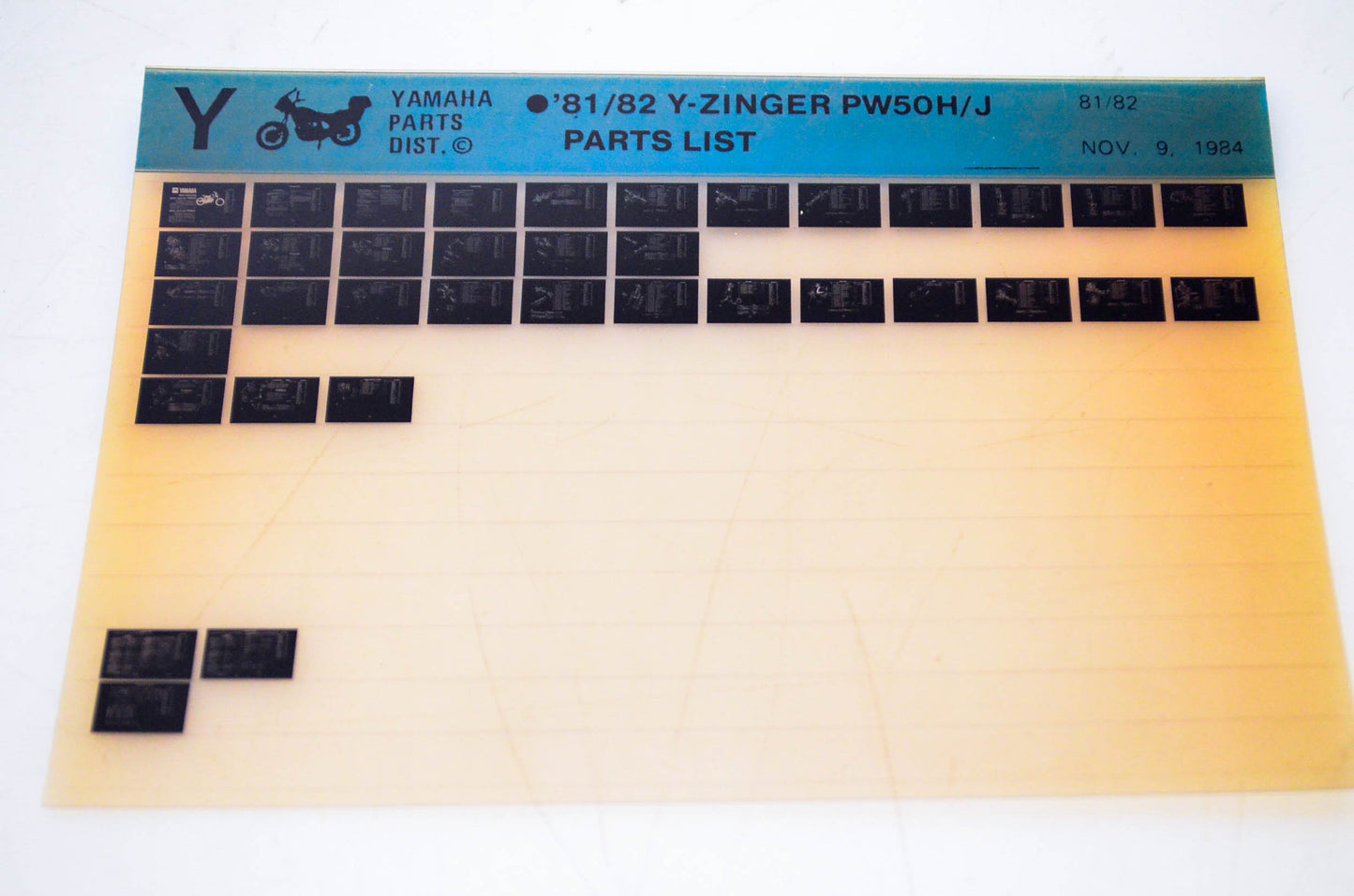 OEM Yamaha PW50H/J 1984/November 9 '81 - '82 Y-Zinger Parts List Microfiche