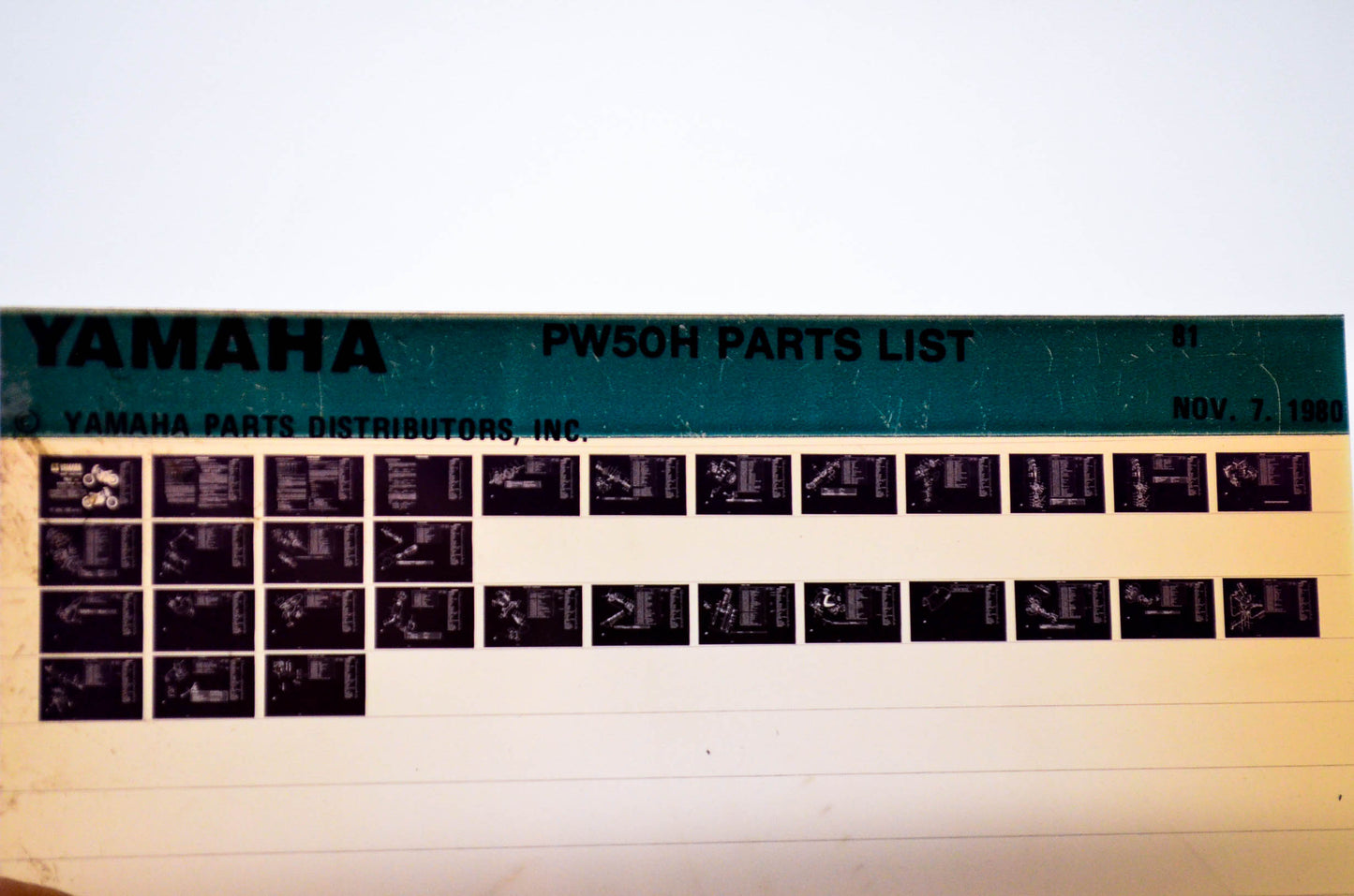 OEM Yamaha PW50H 1980/November 7 '81 Parts List Microfiche