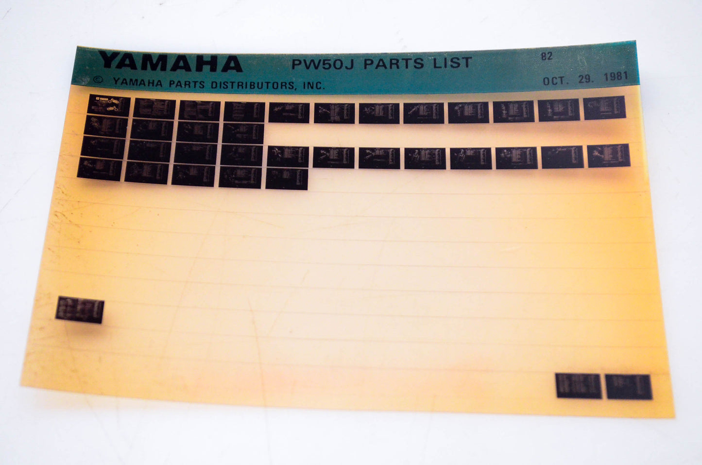 OEM Yamaha PW50J 1981/October 29 '82 Parts List Microfiche