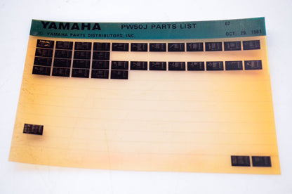 OEM Yamaha PW50J 1981/October 29 '82 Parts List Microfiche