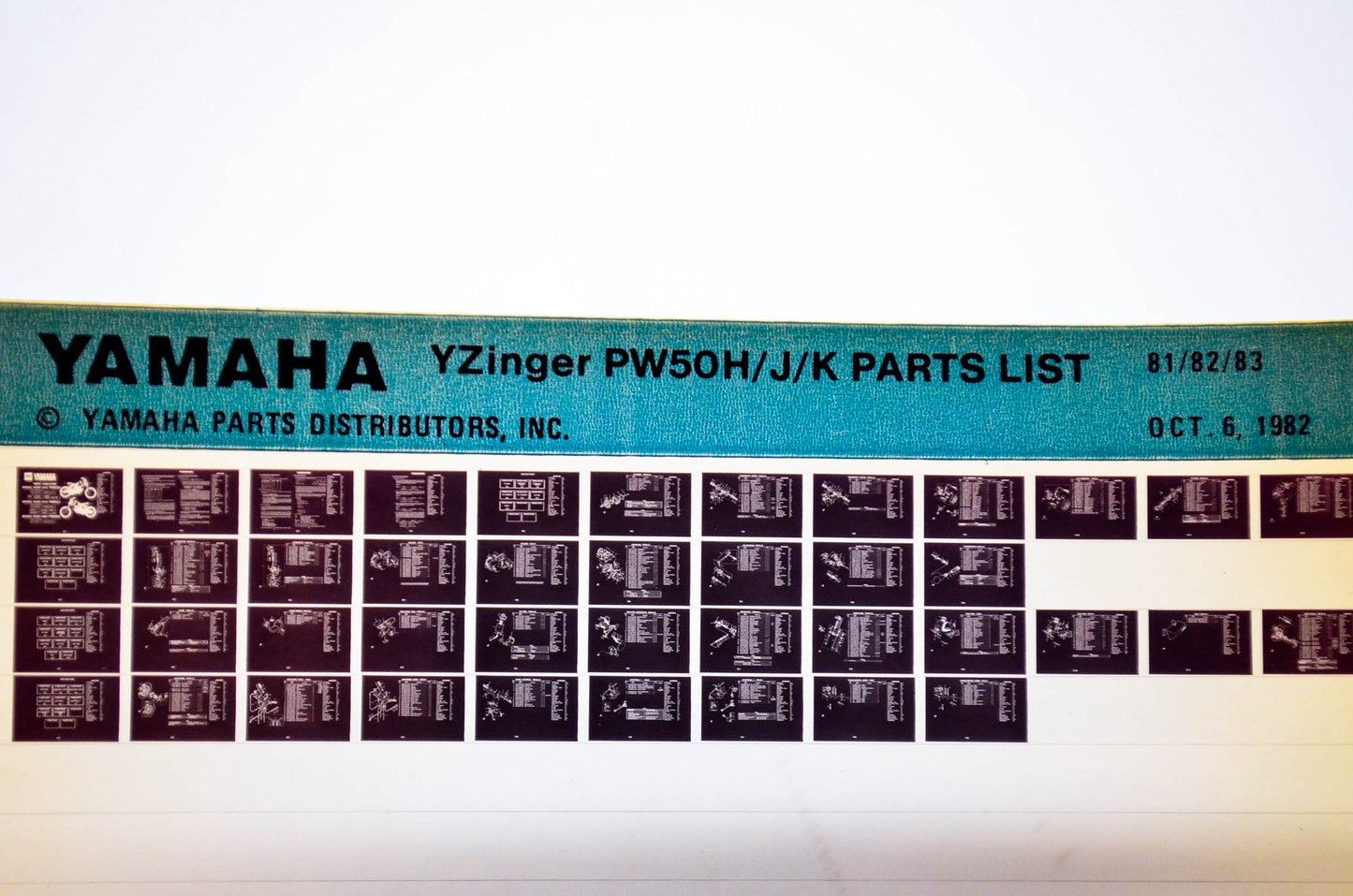 OEM Yamaha PW50H/J/K 1982/October 6 '81 - '83 Y-Zinger Parts List Microfiche