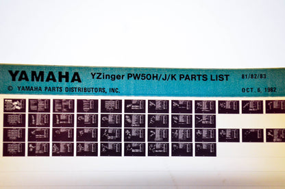 OEM Yamaha PW50H/J/K 1982/October 6 '81 - '83 Y-Zinger Parts List Microfiche