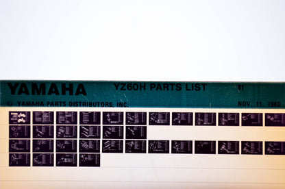 OEM Yamaha YZ60H 1980/November 11 '81 Parts List Microfiche