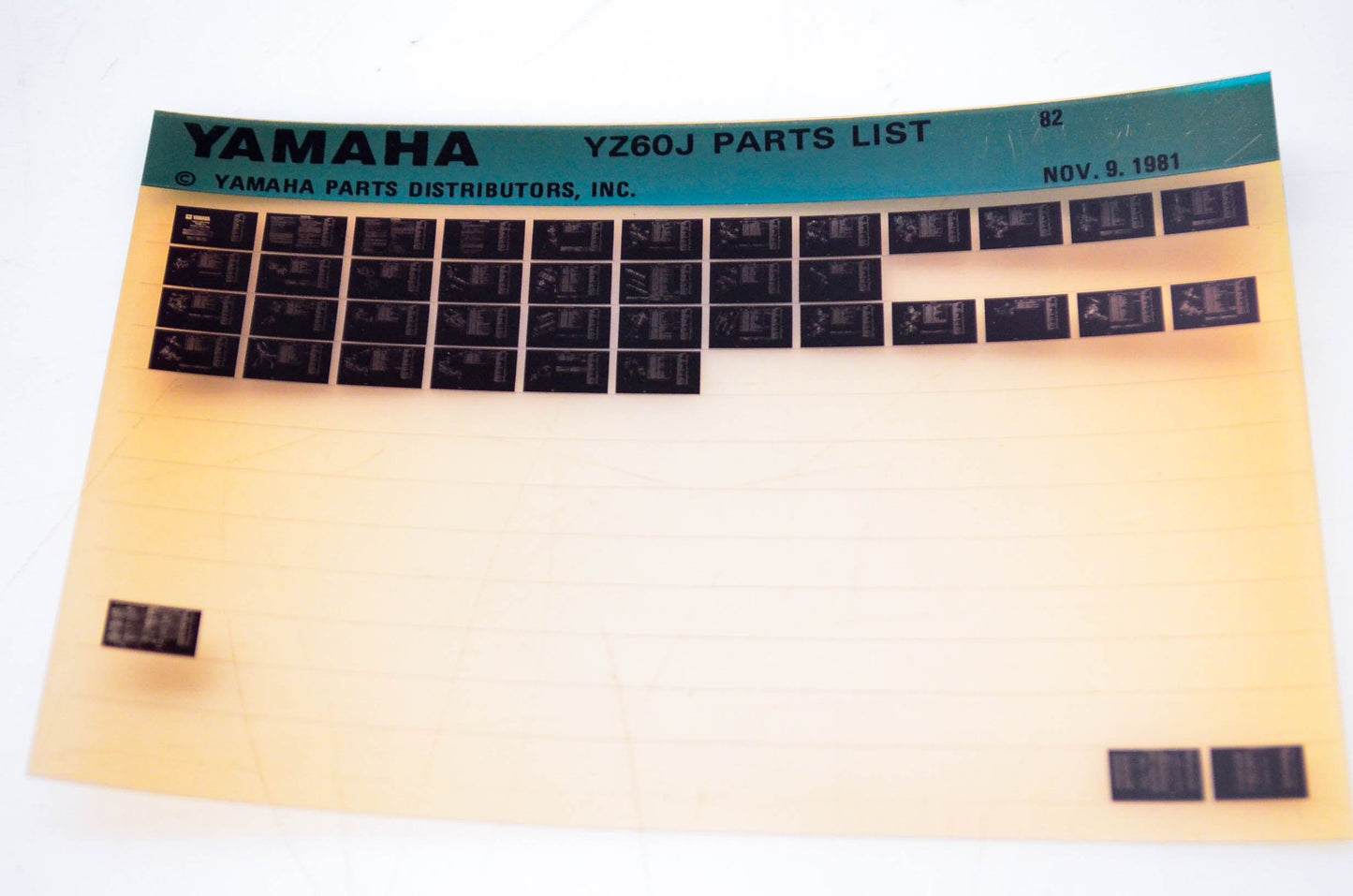 OEM Yamaha YZ60J 1981/November 9 '82 Parts List Microfiche