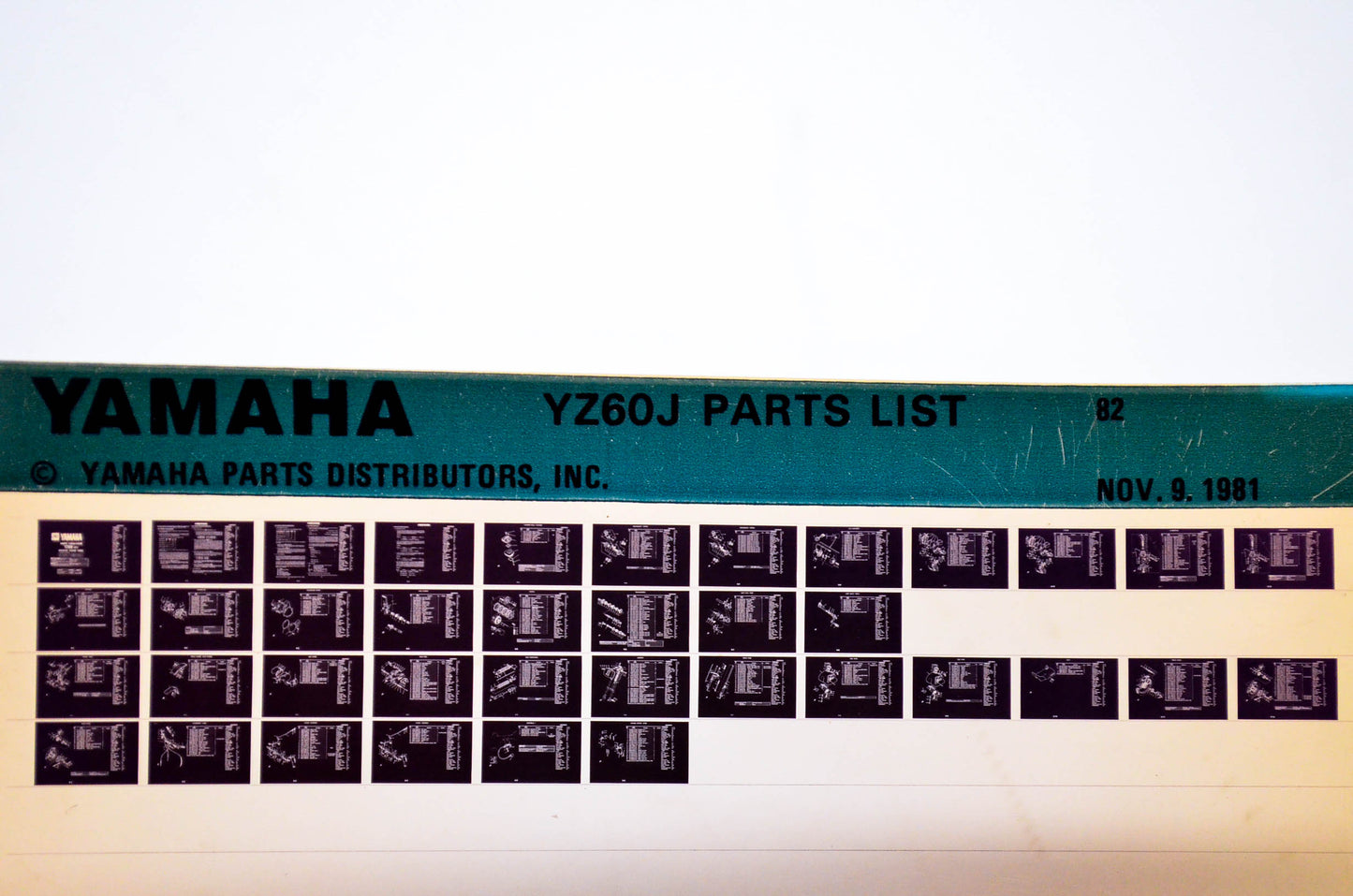 OEM Yamaha YZ60J 1981/November 9 '82 Parts List Microfiche