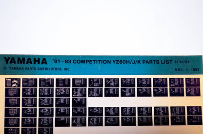 OEM Yamaha YZ60H/J/K 1983/November 1 '81 - '83 Competition Parts List Microfiche
