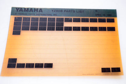 OEM Yamaha YZ80B 1980/April 15 '75 Parts List Microfiche