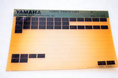 OEM Yamaha YZ80C 1979/December 7 '76 Parts List Microfiche