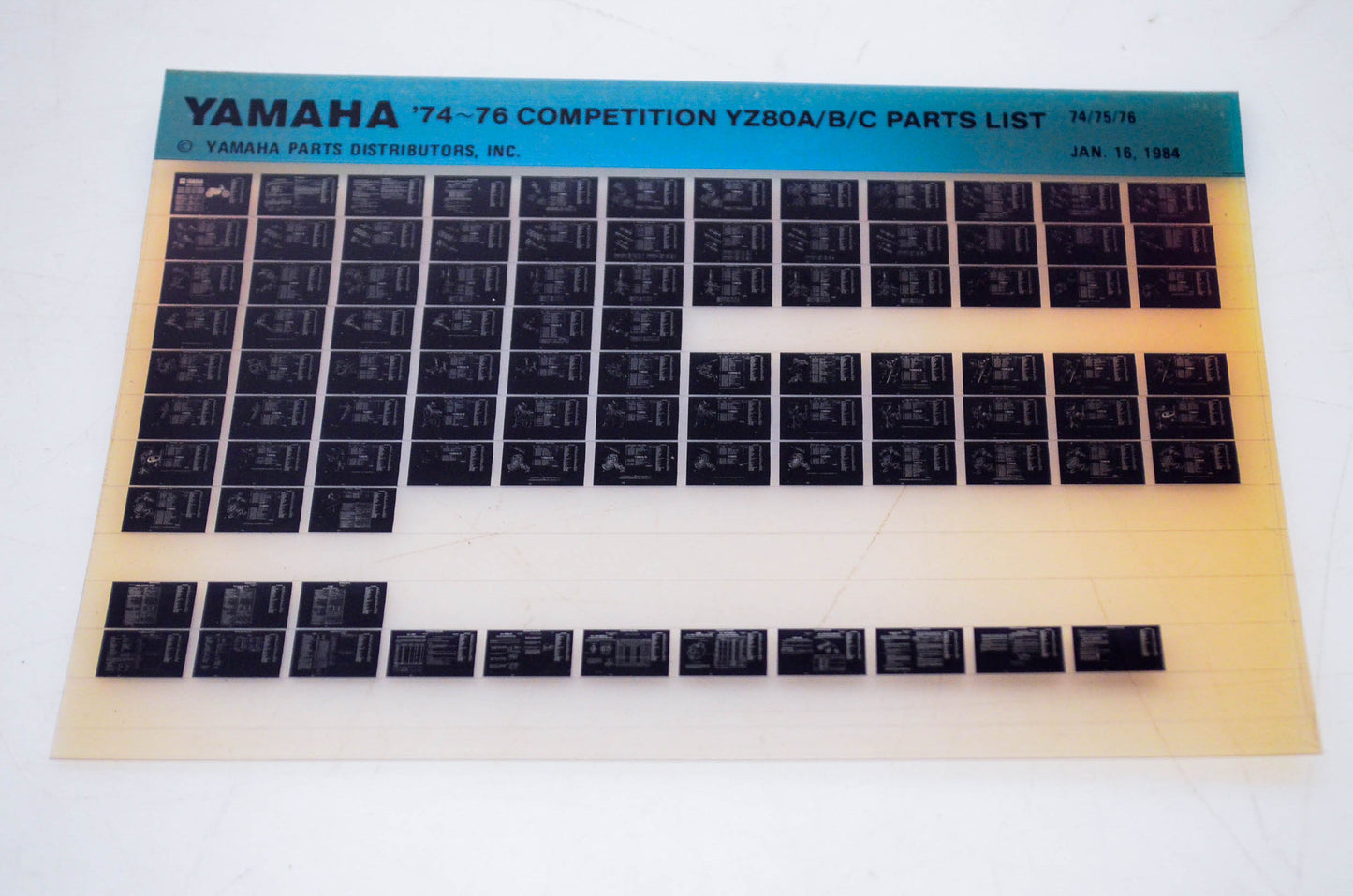 OEM Yamaha YZ80A/B/C 1984/January 16 '74 - '76 Competition Parts List Microfiche