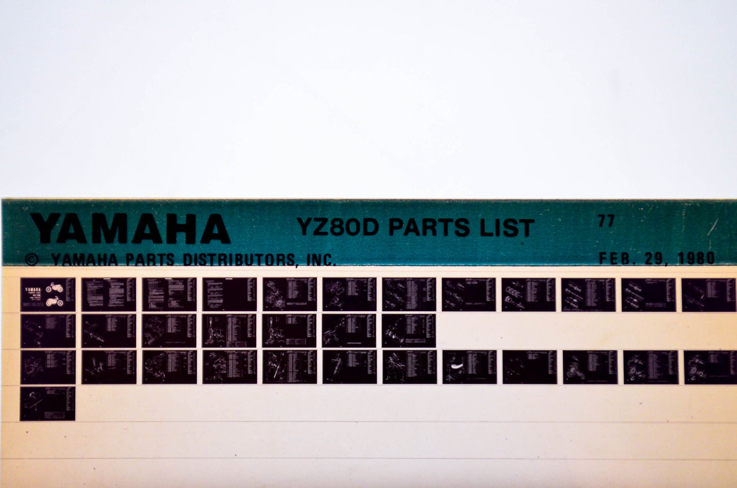 OEM Yamaha YZ80D 1980/February 29 '77 Parts List Microfiche