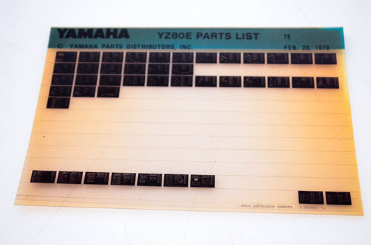 OEM Yamaha YZ80E 1979/February 20 '78 Parts List Microfiche