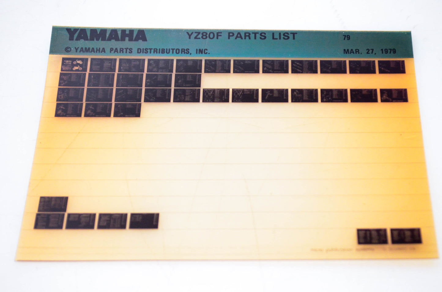 OEM Yamaha YZ80F 1979/March 27 '79 Parts List Microfiche