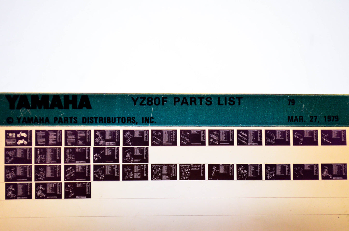 OEM Yamaha YZ80F 1979/March 27 '79 Parts List Microfiche