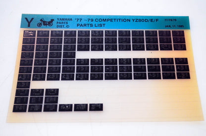 OEM Yamaha YZ80D/E/F 1985/January 11 '77 - '79 Competition Parts List Microfiche