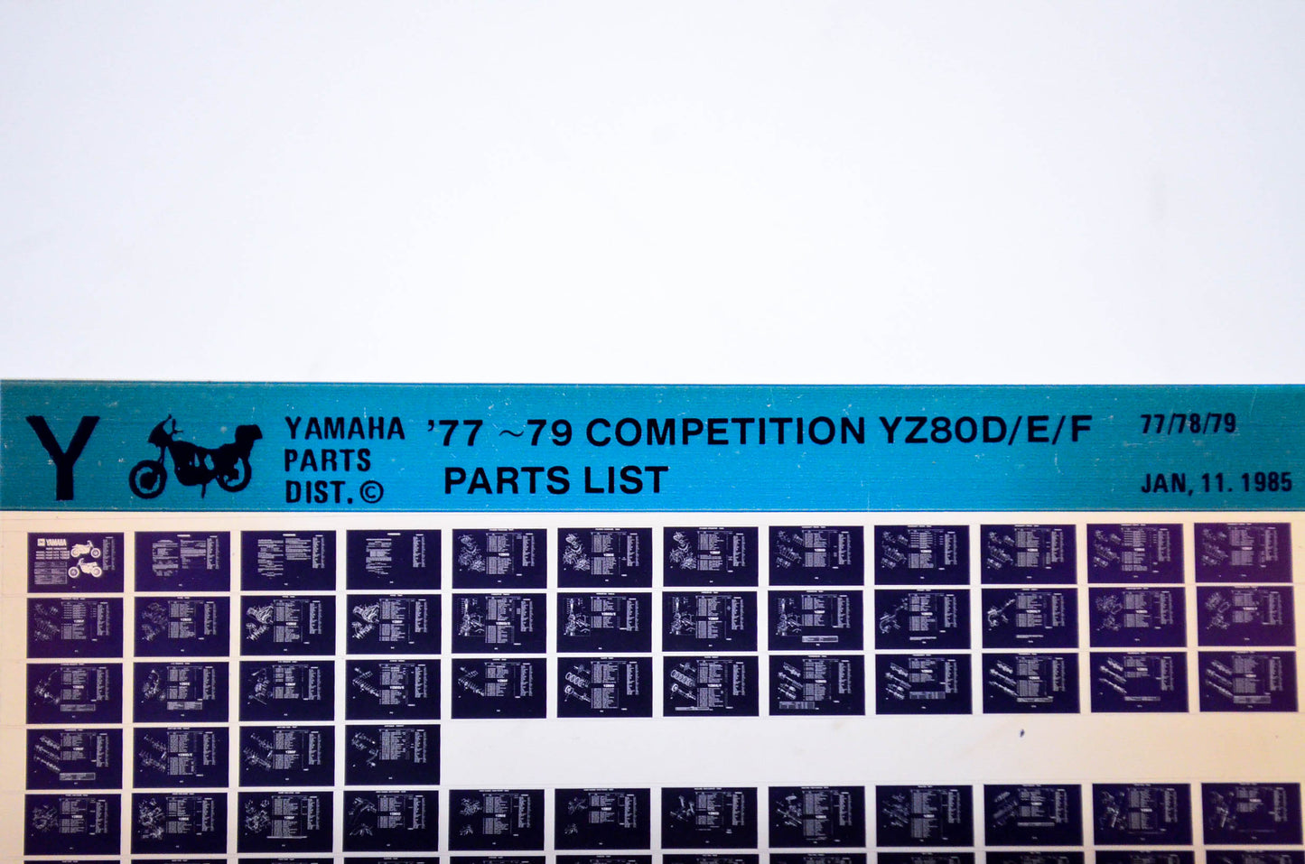 OEM Yamaha YZ80D/E/F 1985/January 11 '77 - '79 Competition Parts List Microfiche