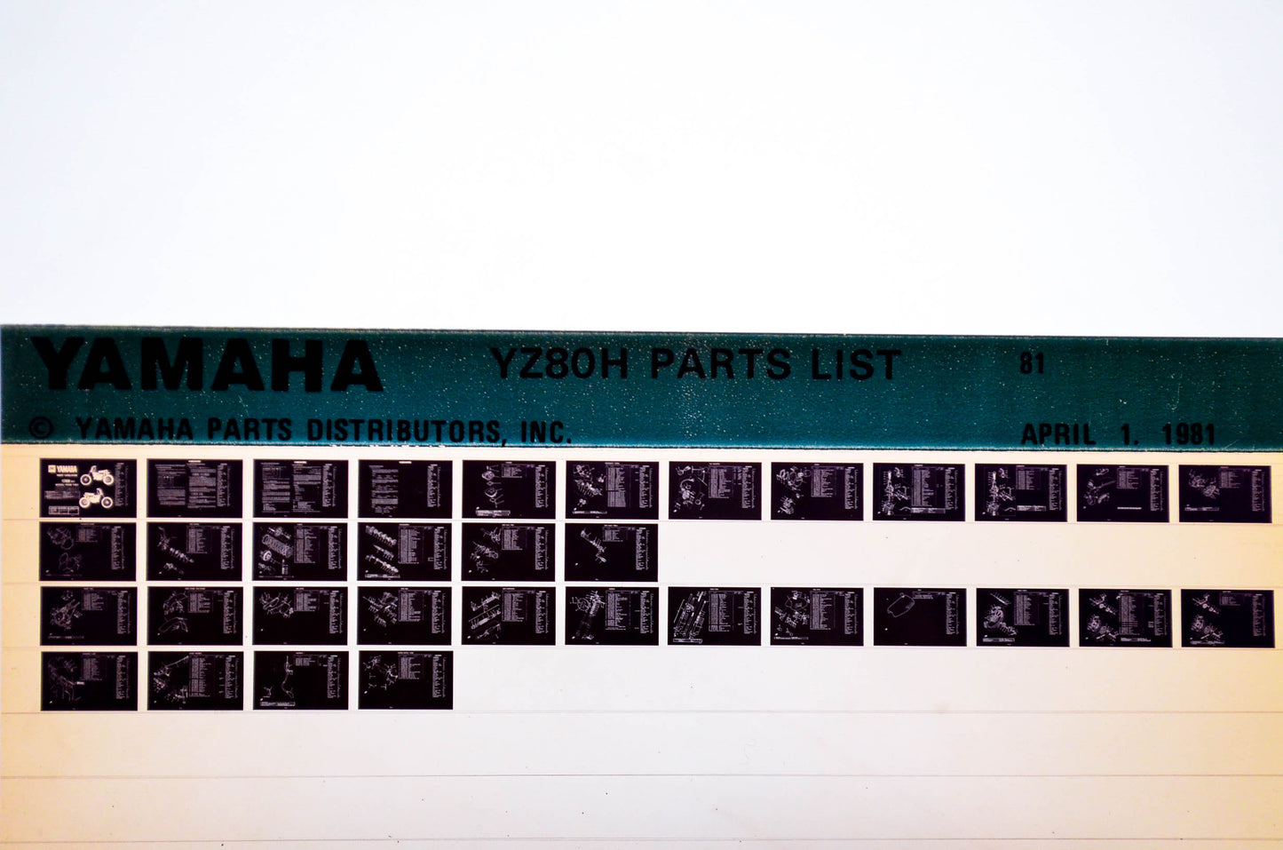 OEM Yamaha YZ80H 1981/April 1 '81 Parts List Microfiche