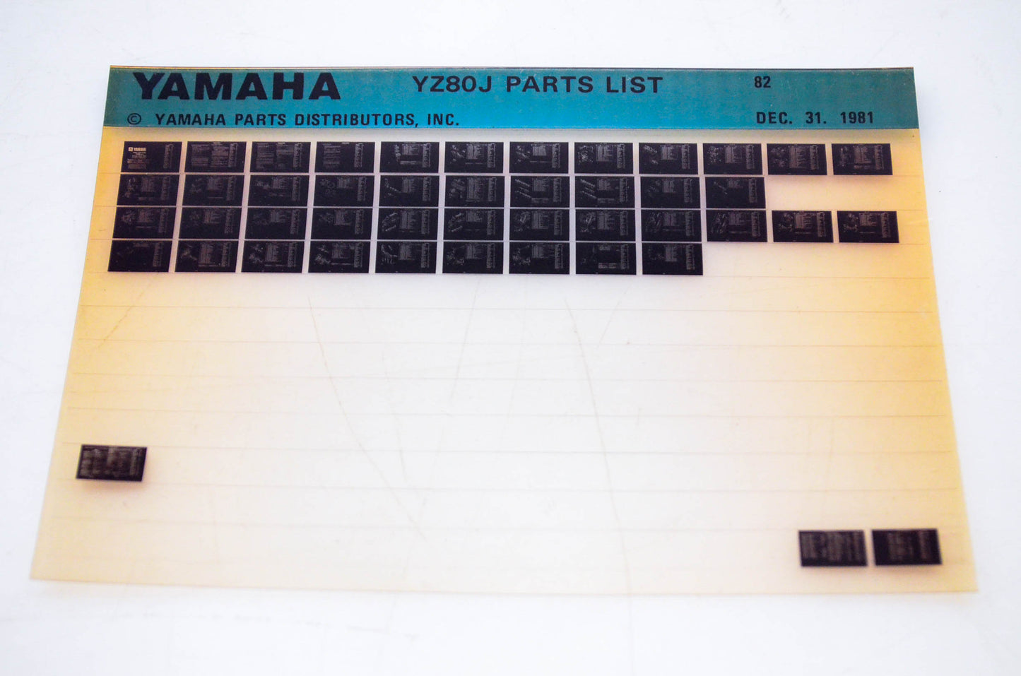 OEM Yamaha YZ80J 1981/December 31 '82 Parts List Microfiche