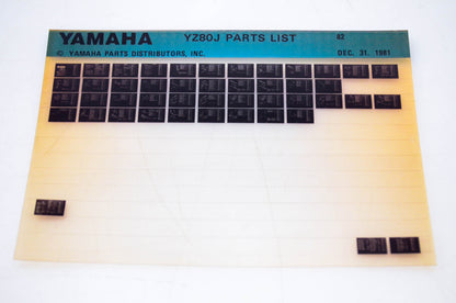 OEM Yamaha YZ80J 1981/December 31 '82 Parts List Microfiche