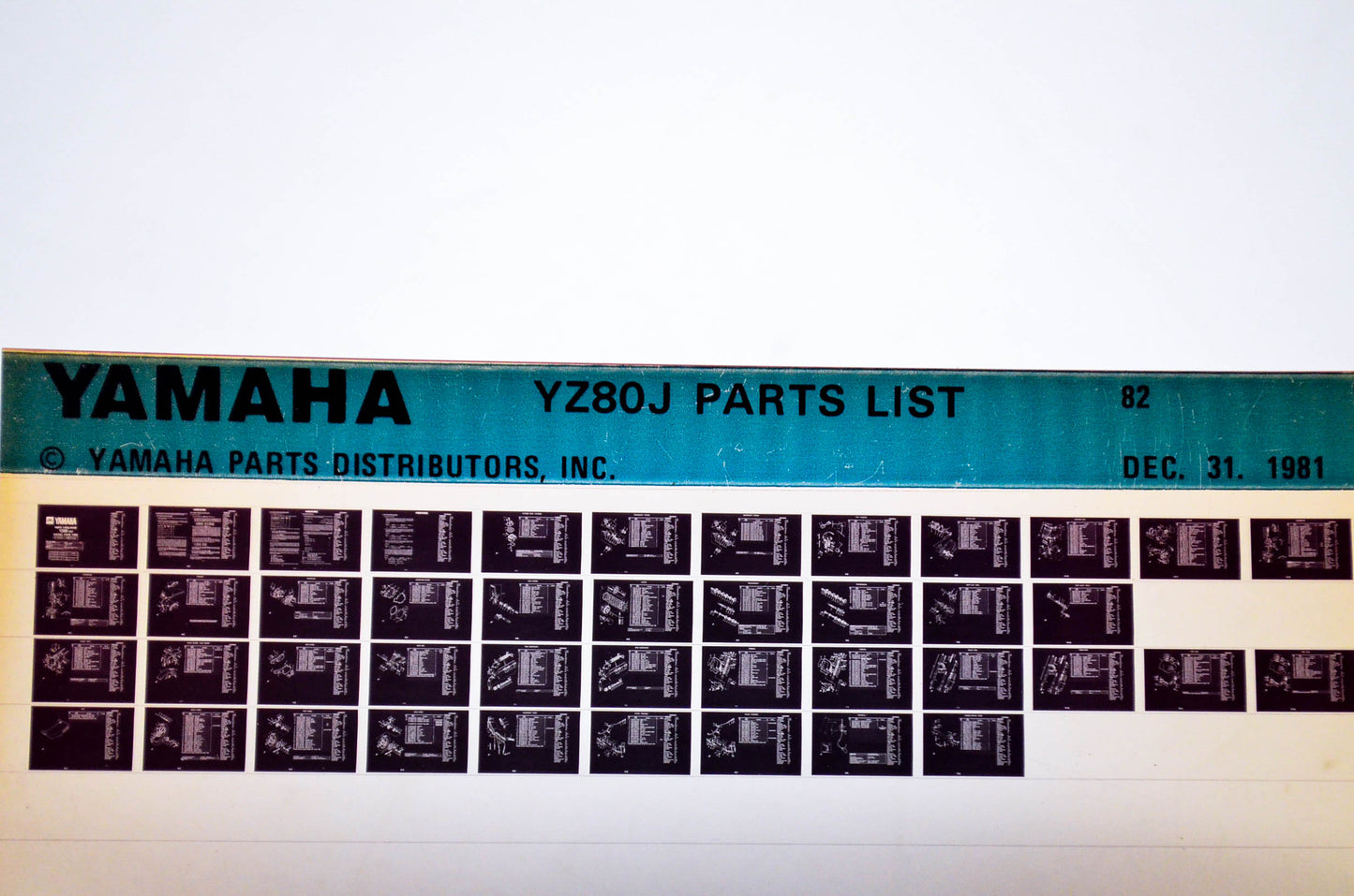 OEM Yamaha YZ80J 1981/December 31 '82 Parts List Microfiche