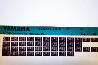 OEM Yamaha YZ80J 1981/December 31 '82 Parts List Microfiche