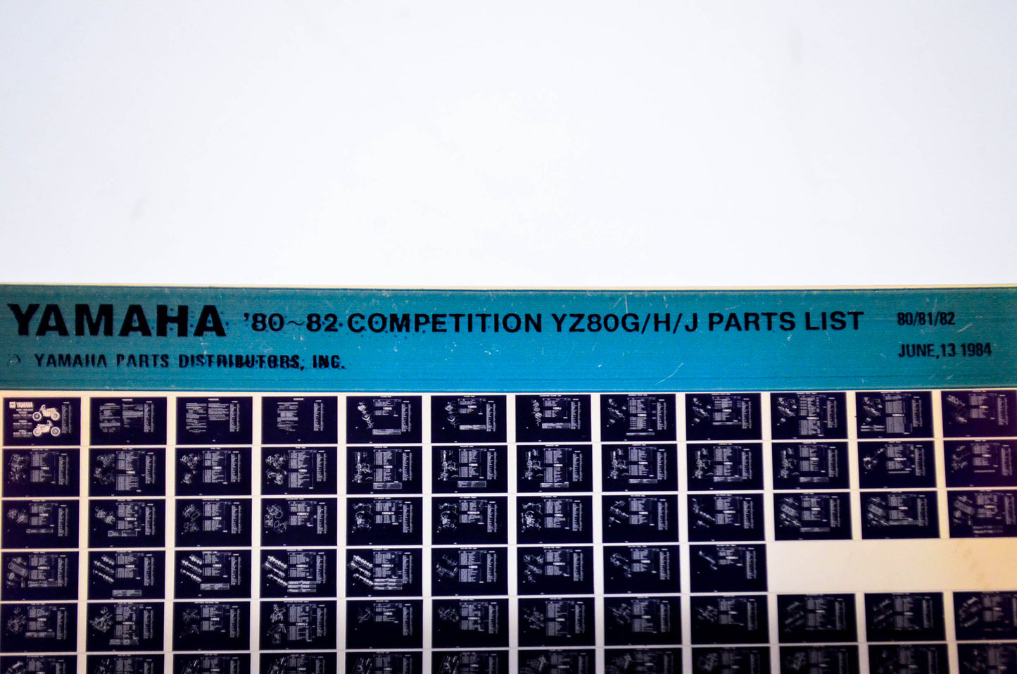 OEM Yamaha YZ80G/H/J 1984/June 13 '80 - '82 Competition Parts List Microfiche