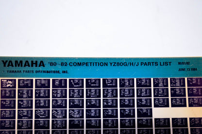 OEM Yamaha YZ80G/H/J 1984/June 13 '80 - '82 Competition Parts List Microfiche